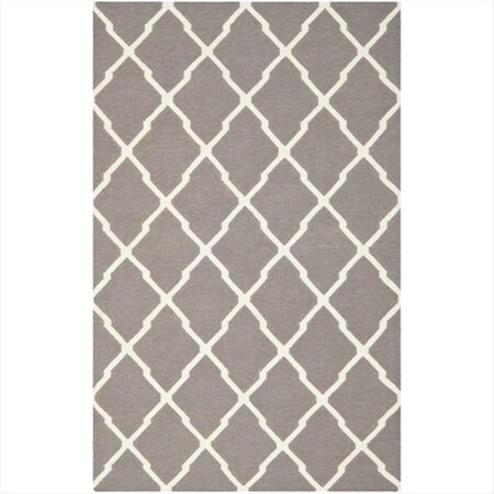 Safavieh 6 x 9 ft. Rectangle- Contemporary Dhurries Dark Grey And Ivory Flatweave Rug DHU634G-6